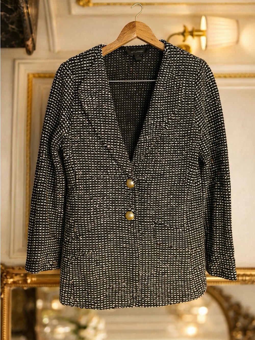 St. John Collection Black & White Boucle Knit Blazer